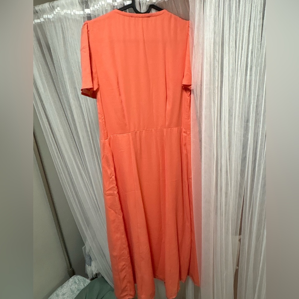 NWT Abercrombie & Fitch Coral Wrap Midi Dress Women’s Small Feminine - Picture 11 of 16
